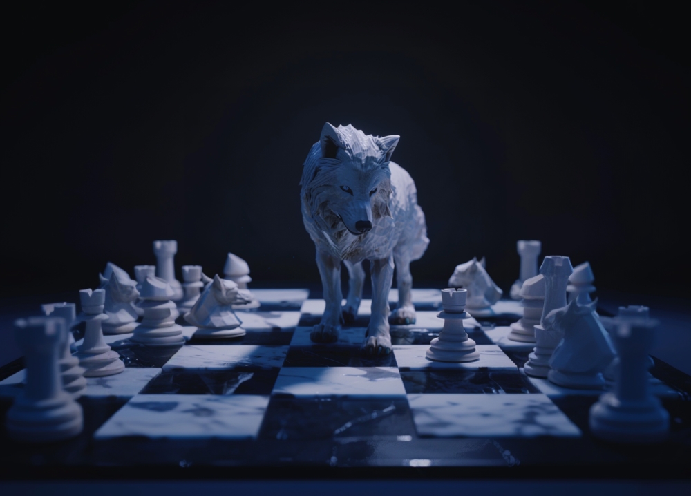 Lobo em tabuleiro de xadrez